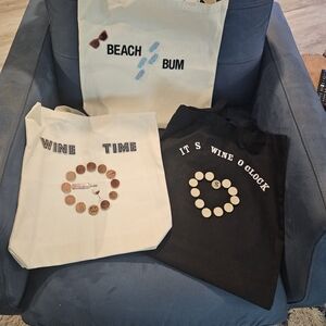 Beach and Wine Themed Canvas Tote/gift Bags
